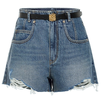 ochirly washed denim shorts for women worn with belt retro casual 2024 spring and summer new product