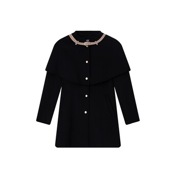 白鹿语羊毛混纺双面呢大衣冬款气质时尚斗篷披肩中长款外套女