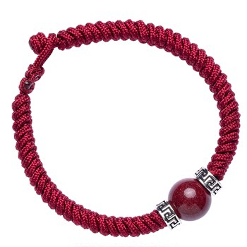 ປີມັງກອນເງິນ cinnabar bead bracelet ຜູ້ຊາຍເຊືອກສີແດງຫນາສາຍແຂນແຂນແສ່ວດ້ວຍມືເຄື່ອງປະດັບຄູ່ຂອງຂັວນ versatile