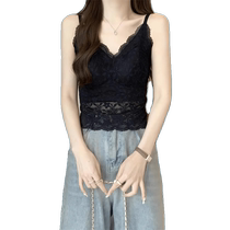 Womens large size lace camisole with padded V-neck tube top and bottoming fat mm bra all-in-one beautiful back underwear