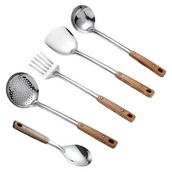 Stainless steel set of kitchen utensils, spatulas, anti-scalding spoons, full set of household spoons, cooking spatulas, kitchen spatulas, colanders, soup spoons