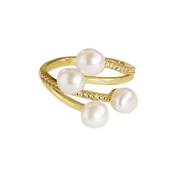 Calome star ring bead trace ring women's natural freshwater pearl niche design adjustable ring classic simple style