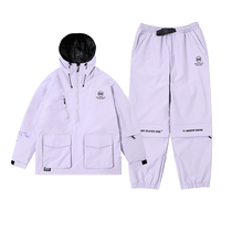 NANDN Nanen new solid color professional ski suit single and double board womens waterproof warm snow pants mens suit NC132