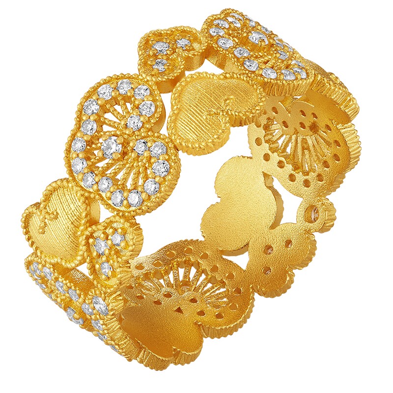 Chao Acer Intangible Cultural Heritage Filigree Ruyi Gold Diamond Ring Pure Gold 5G Dot Diamond Gift W