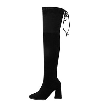 Black high heel thick heel over the knee boots for women high boots