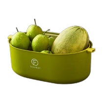 ins healing green large double-layer drain basket rice washing basin kitchen vegetable and fruit basket storage basket 1