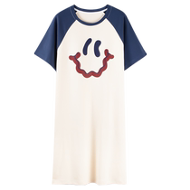 With Chest Cushion Sleeping Skirt Summer Pure Cotton Thin summer short sleeves Sleeping Dress Woman big code Salient Point Home Dress can be worn outside