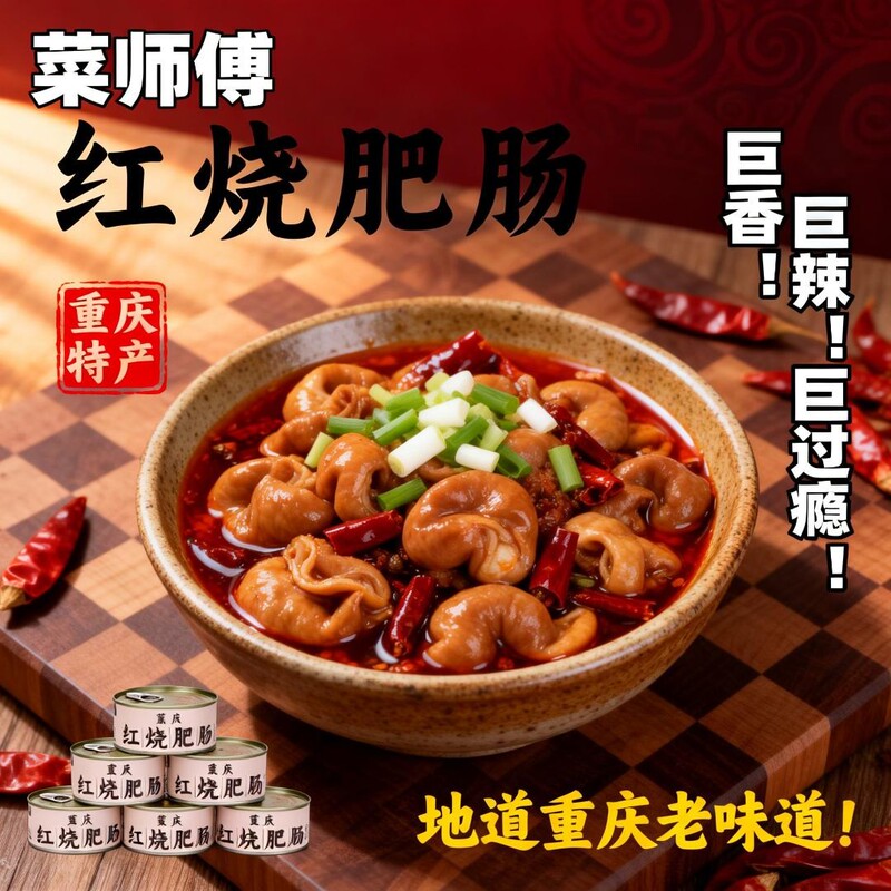 【Pick Your Favorite Pork Intestines, Taste the Flavor of Chongqing】Chef Cai's Spicy Braised Pork Intestines 248g*4 Cans, Ready to Eat after Heating