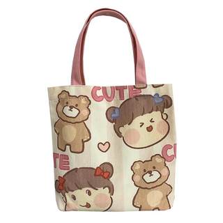 2023 new cute cartoon Japanese canvas bag tutoring lunch bag small handbag bag female bag hand bag