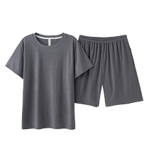 Catman Mens Pajamas Summer Ice Silk Cool Short Sleeve 2024 New Thin Large Size Modal Home Clothing Set