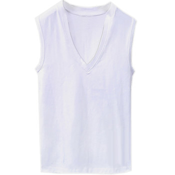 Customized Summer Slim Low-neck Sleeveless Sweat Vest Men's Pure Cotton Tight Sports Bottoming Large V-Neck Vest Vest