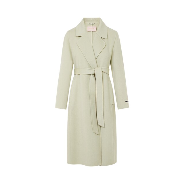 朗姿莱茵福莱尔100%绵羊毛大衣女富家千金法式气质长款毛呢外套冬