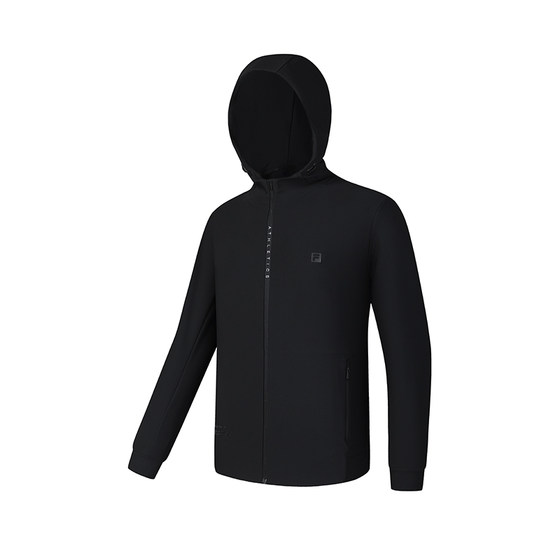 FILA official men's knitted hooded jacket 2025 spring new style fitness basic simple top