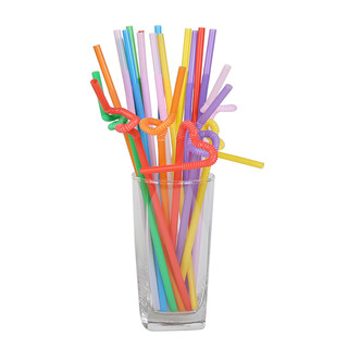 Disposable colorful art straws individually packaged