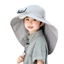 Childrens sun protection hat summer boys solar charging fan fisherman hat girls large brim outdoor sun hat