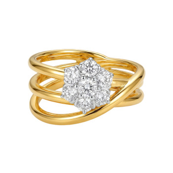 Lady diamond flower three ring explosion ring