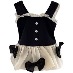 Baby Princess One-piece Swimsuit 2024 Summer New Little Girls Lace Girls Bow Suspender Swimsuit