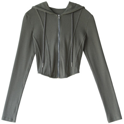 CHICVEN2022 early autumn new skin-friendly Youkesi BM hot girl style slim hooded drawstring cardigan jacket
