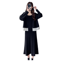 Jingqi Maternity Dress Set Autumn and Winter Loose Sweater Cardigan Jacket Women 2024 New Fashion Two-piece Set