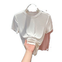 Modal Tencel Mask Short Sleeve T-Shirt Womens Summer New Style Round Neck Slim Fit Super Stretchy Versatile Half Sleeve Top