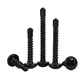 Black stainless steel cross-tab screw