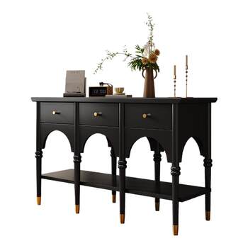 Retro rubber wood entryway cabinet