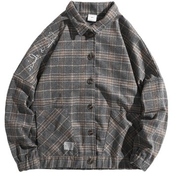 Spring and autumn woolen plaid coat