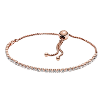 Chinese Valentines Day gift] Pandora Pandora Rose Shining Rope Plain Circle DIY Bracelet Rope Rose Gold Womens Model