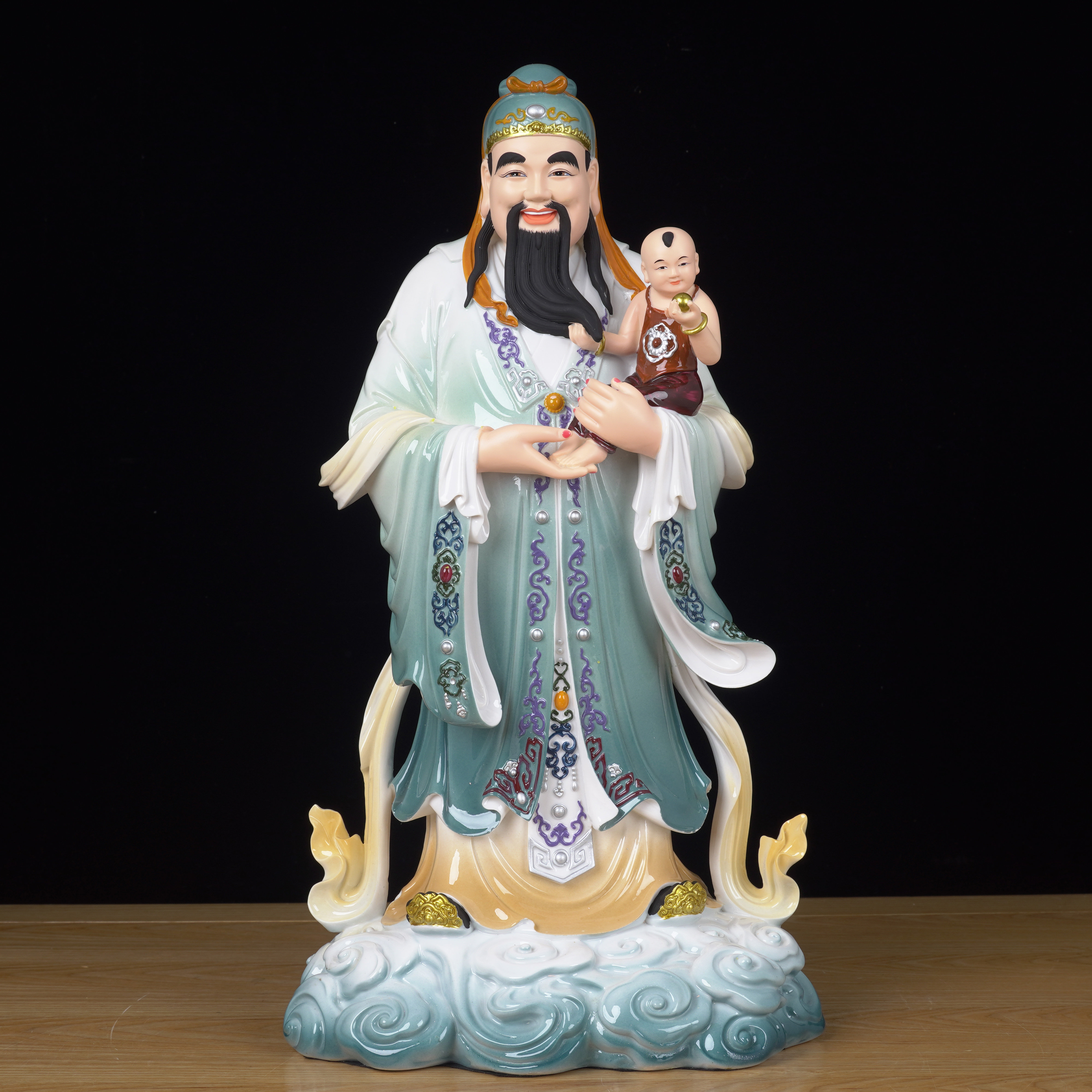 福禄寿三星仿陶瓷摆件福禄寿三星摆件寿星摆件福禄寿喜财摆件神像-淘宝