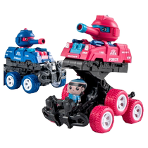 Tank toy car childrens collision deformation can launch inertia ejection car model 2 to 3 year old boy puzzle