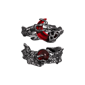Dark retro blood moon liquid irregular couple ring