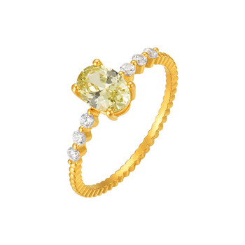 Ming brand jewelry nikko yao 5g gold ring pure gold zircon inlaid light luxury elegant sparkling women's ring afm0433