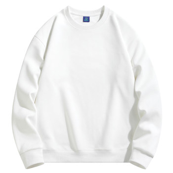 Autumn and winter men's sweatshirts loose round neck plus velvet thickened warm solid color long-sleeved large size bottoming shirt group customization