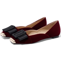 Salsa Su spring and summer new square-head bow soft flat bottom high-end French one-legged workplace ballet shoes for women