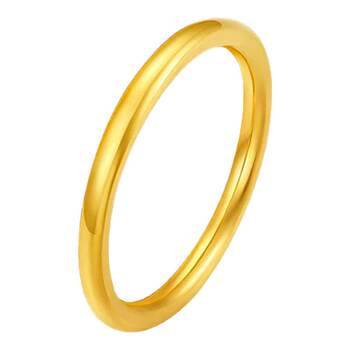 Old temple gold plain ring pure gold couple ring jewelry valentine's day birthday gift for girlfriend and wife