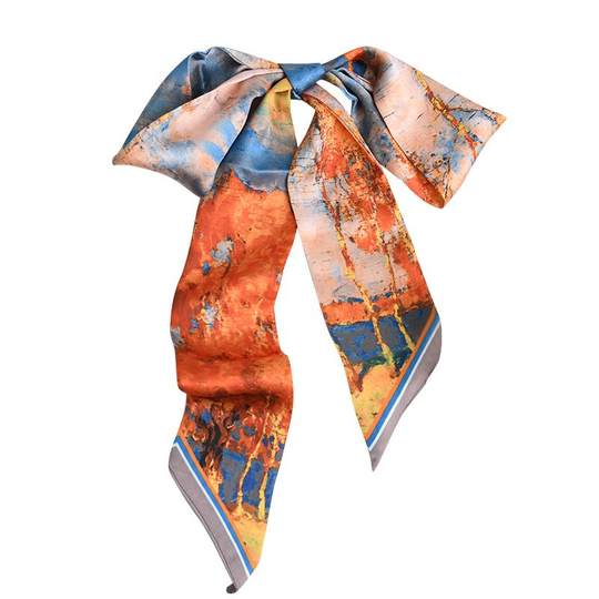 Spring and Autumn Small Silk Scarf Women's Summer Thin Braided Hair Ribbon Long Belt Bandage Hair Bandana Headband Hairband