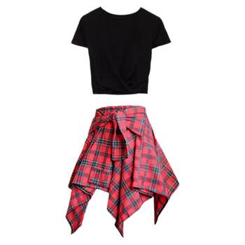 Hip-Hop Dance Clothing Plaid Fashion Jazz Dance Top Cheerleading Skirt Women's Cheerleading Modern Ds Performance Costume