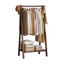 Gujia Home Furniture Solid Wood Coat Rack, Foldable Floor-Standing Household Clothes Rack, Clothes Storage Rack, Simple Clothes Drying Rack