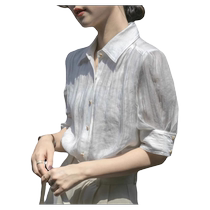 South Korean white linen short sleeve shirt female summer thin cotton linen workplace light cooked atmosphere quality half sleeve shirt blouse