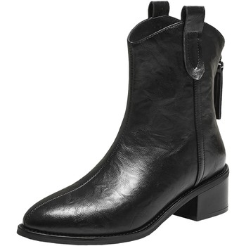 Tata women's shoes boots 2025 winter fashion boots thick heel retro western boots stretch short boots uvf01dz5