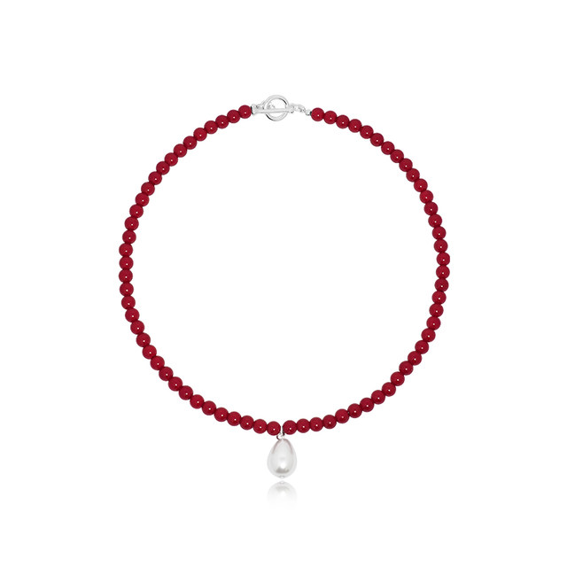 Acacia Red Bean Festival Atmosphere Red Earrings Necklace
