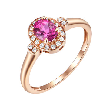 Natural colored ruby tourmaline 18k gold ring
