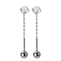 Pure silver screw earline female 100 lapped Korean version minimalist art single drill ear pendant short earrings chain sleep not to be taken off