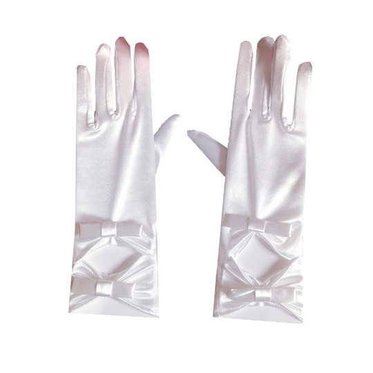 复古赫本风新娘婚纱手套蕾丝红白色蝴蝶结网纱婚庆婚礼短款缎面薄