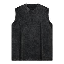 BOYUE Silky Summer Black Distressed Cotton Vest Men's Trendy Sports Top Sleeveless Waistcoat Breathable Thin Ins