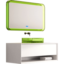 TW Travel Home Bathroom Cabinet Combo Toilet Wash Terrace Light Lavish LED Mirror Solid Wood Transparent Washbasin