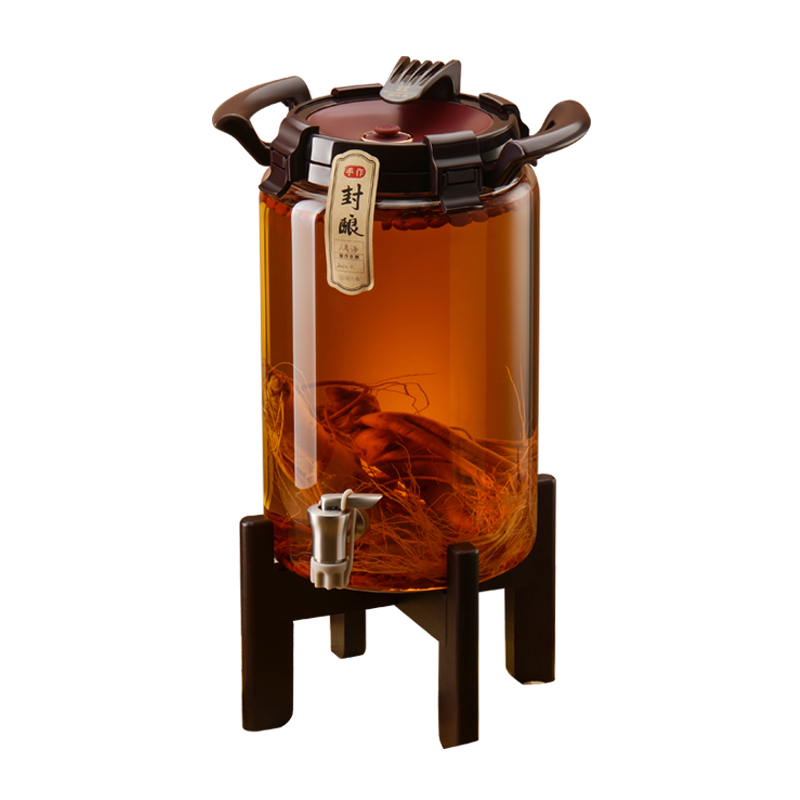 Thickened wine glass bottle with faucet for ginseng