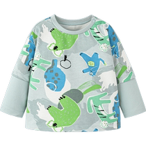 Mini Barabara boy long sleeve T-shirt 2024 new baby fake two pieces comfortable undershirt child blouse