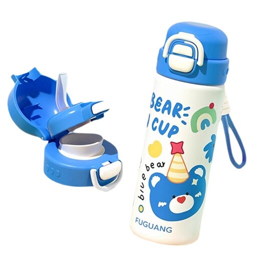 Fuguang children's thermos cup for boys, new water cup for students going to school, girls' high-looking double drinking straw cup