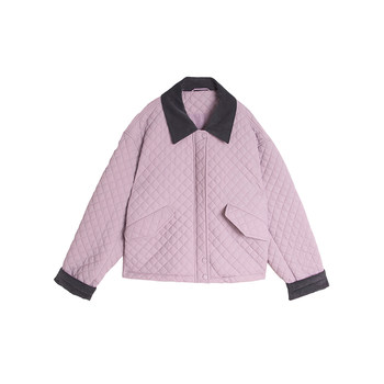 Huangzuozuo zuojia little korean style small lapel rhombus cotton winter women's short cotton coat Huangzuozuo zuojia little korean style small lapel rhombus cotton winter women's short cotton coat